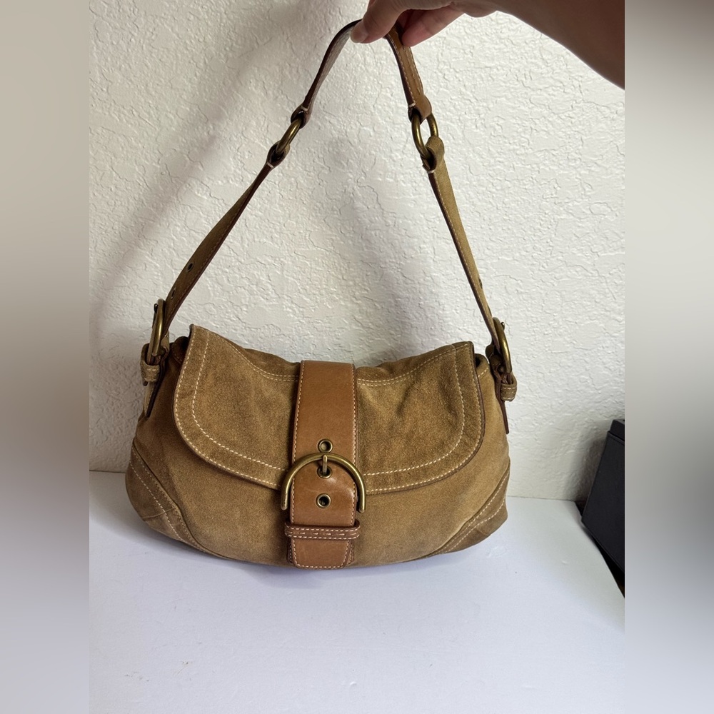Coach Y2K 2004s SoHo Beige Tan Suede Shoulder Bag - Picture 5 of 15